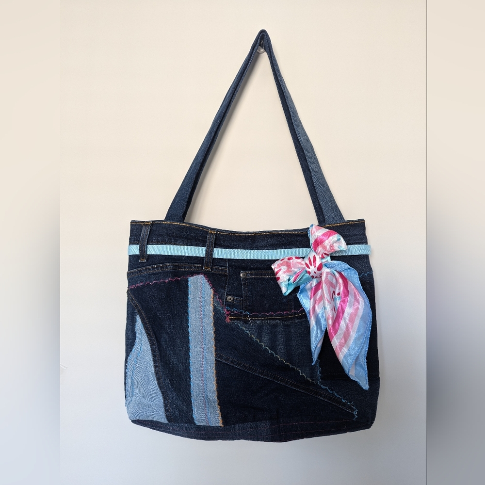 Handmade denim shoulder bag